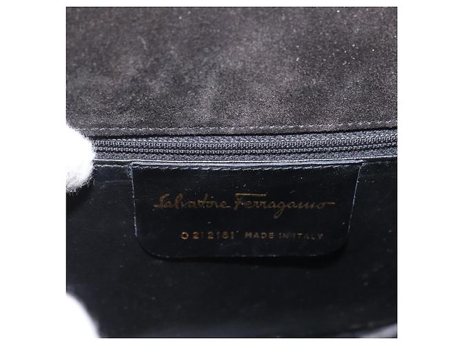 Salvatore Ferragamo Gancini Hand Bag Patent leather 2way Black Gold - vista 12