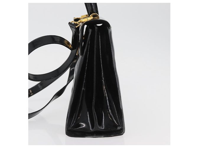 Salvatore Ferragamo Gancini Hand Bag Patent leather 2way Black Gold - vista 3