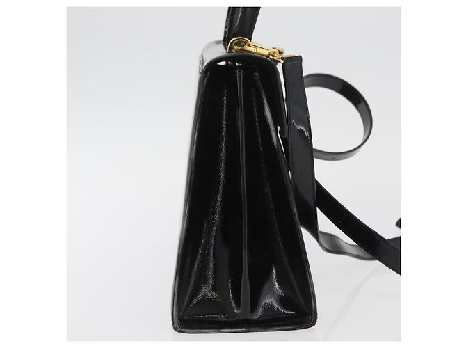Salvatore Ferragamo Gancini Hand Bag Patent leather 2way Black Gold - vista 4