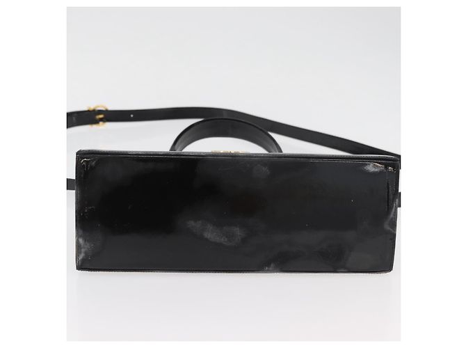 Salvatore Ferragamo Gancini Hand Bag Patent leather 2way Black Gold - vista 5