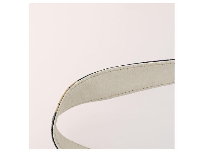 Sac à bandoulière CHANEL en toile bleu marine et doré CC - vue 8