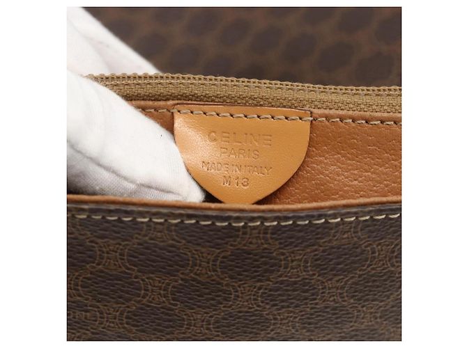 Céline CELINE Macadam Canvas Shoulder Bag PVC Leather Brown Gold - vista 12
