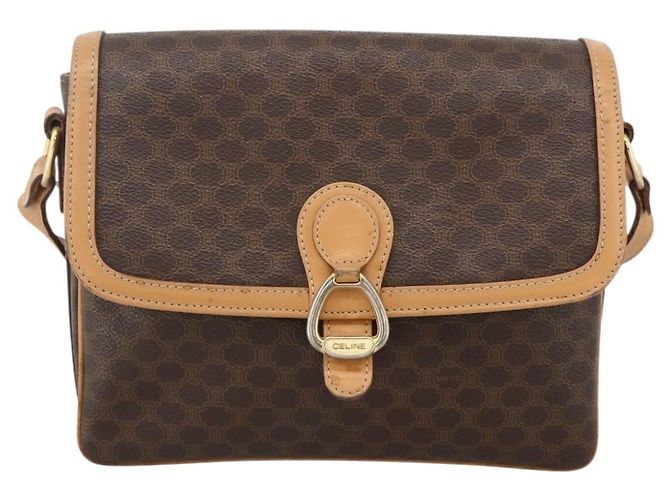 Céline CELINE Macadam Canvas Shoulder Bag PVC Leather Brown Gold - vista 13