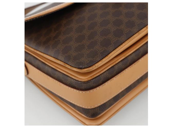 Céline CELINE Macadam Canvas Shoulder Bag PVC Leather Brown Gold - vista 14