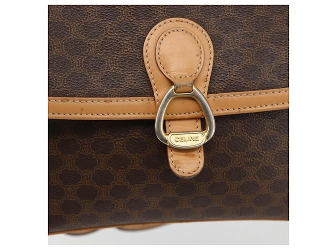 Céline CELINE Macadam Canvas Shoulder Bag PVC Leather Brown Gold - vista 17