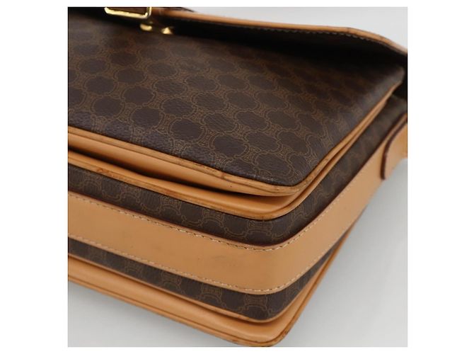 Céline CELINE Macadam Canvas Shoulder Bag PVC Leather Brown Gold - vista 9
