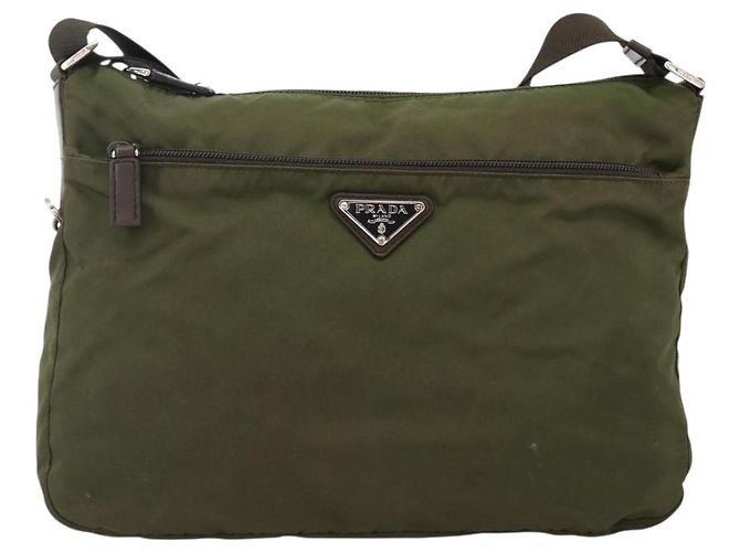 PRADA Schultertasche Nylon Khaki Silver - Ansicht 13