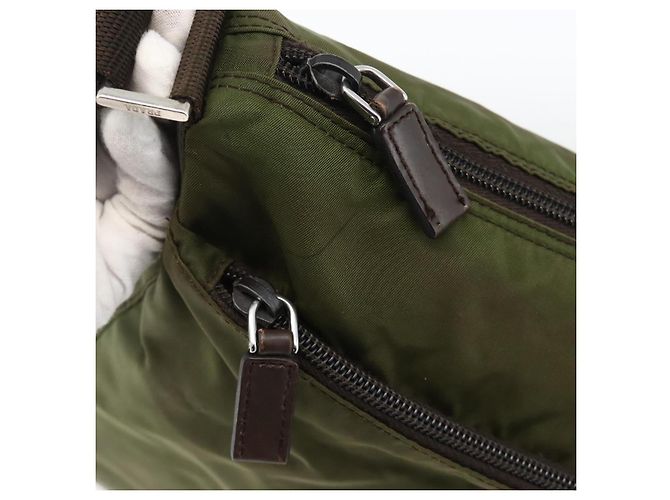 PRADA Schultertasche Nylon Khaki Silver - Ansicht 19