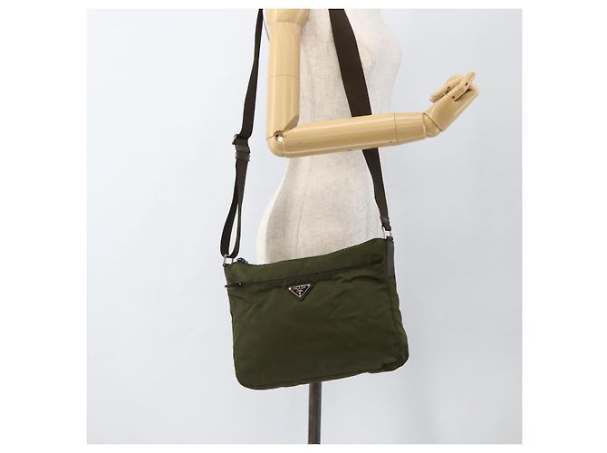 PRADA Schultertasche Nylon Khaki Silver - Ansicht 25