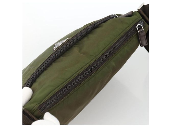 PRADA Schultertasche Nylon Khaki Silver - Ansicht 6