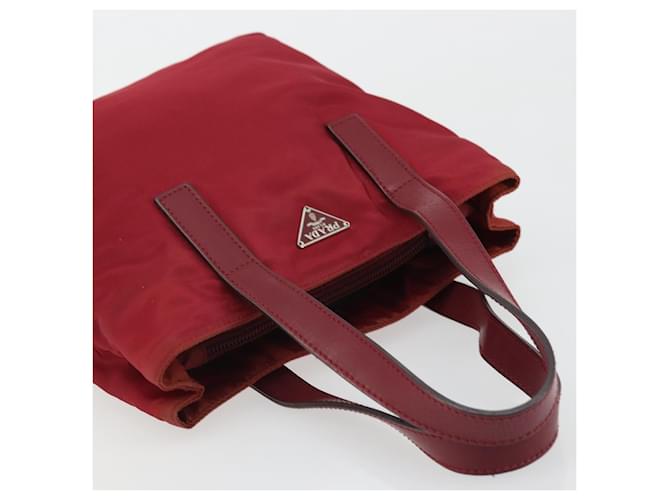 PRADA Hand Bag Nylon Red Silver - vista 6