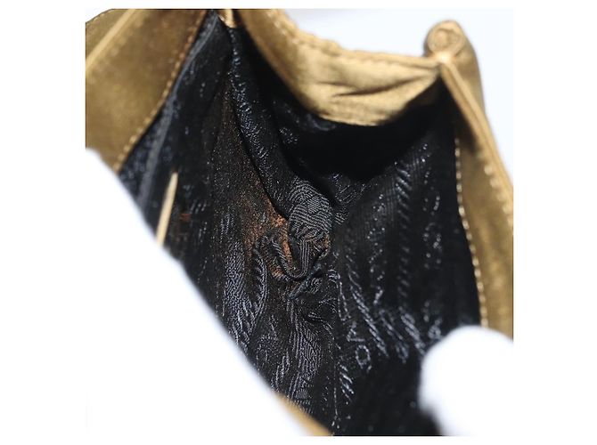 PRADA Shoulder Bag Satin Khaki Gold - vista 21