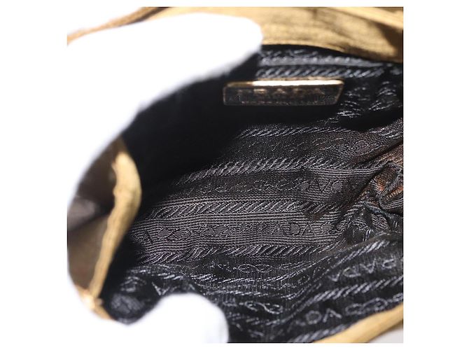 PRADA Shoulder Bag Satin Khaki Gold - vista 9