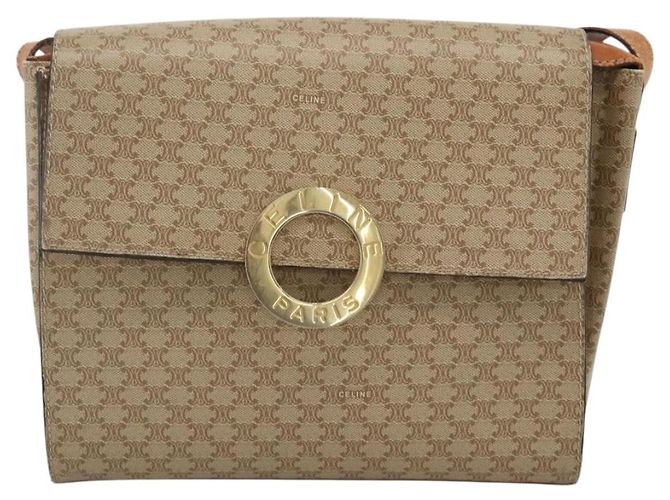 Céline CELINE Macadam Canvas Circle Shoulder Bag PVC Beige Gold - vista 13
