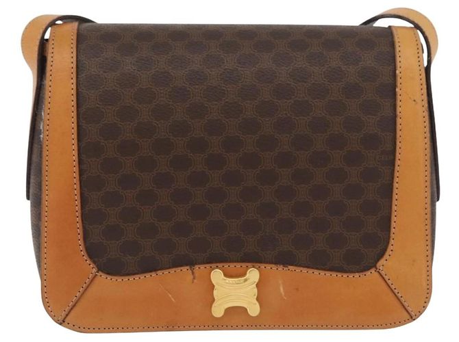 Céline CELINE Macadam Canvas Shoulder Bag PVC Leather Brown Gold - vista 13
