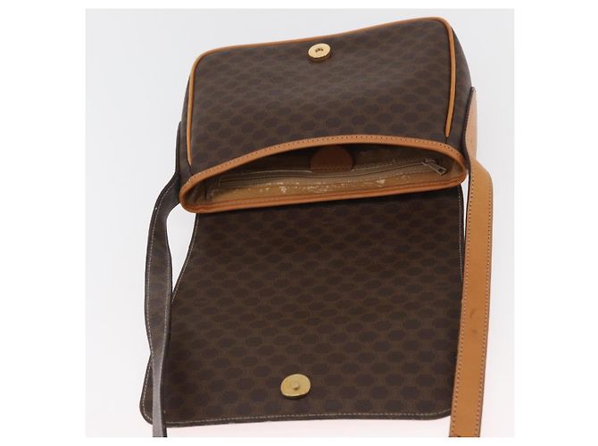 Céline CELINE Macadam Canvas Shoulder Bag PVC Leather Brown Gold - vista 17
