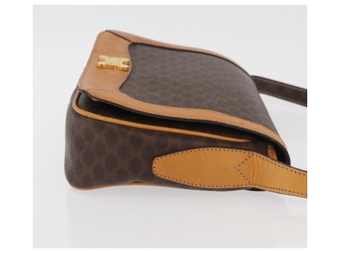 Céline CELINE Macadam Canvas Shoulder Bag PVC Leather Brown Gold - vista 3