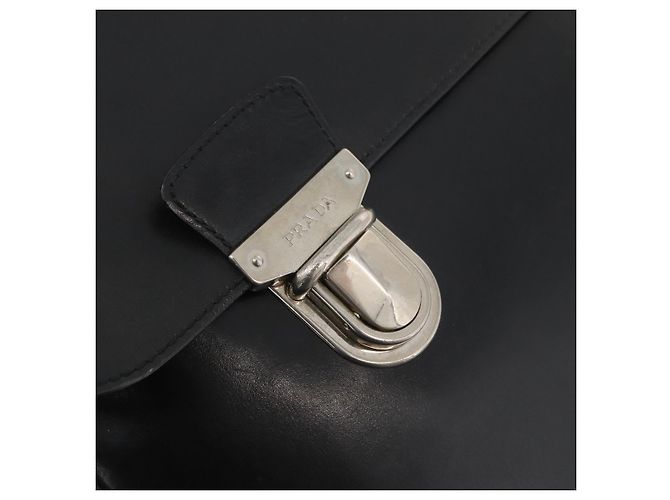 PRADA Business Bag Leather Black Silver - vista 10