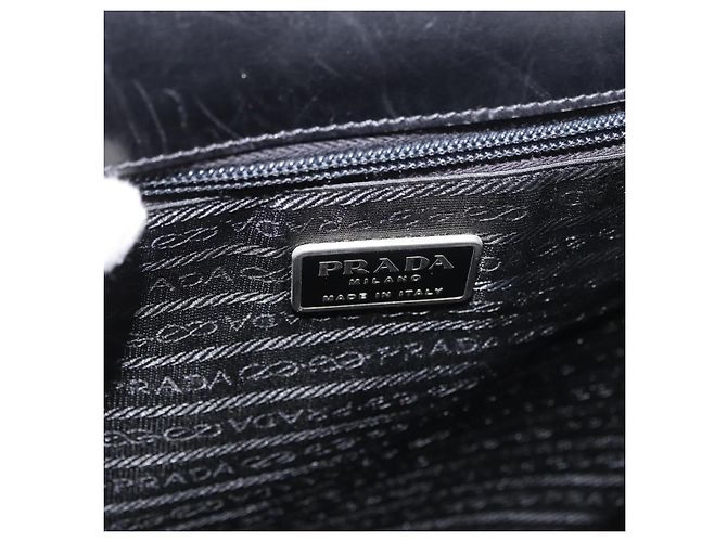 PRADA Business Bag Leather Black Silver - vista 18