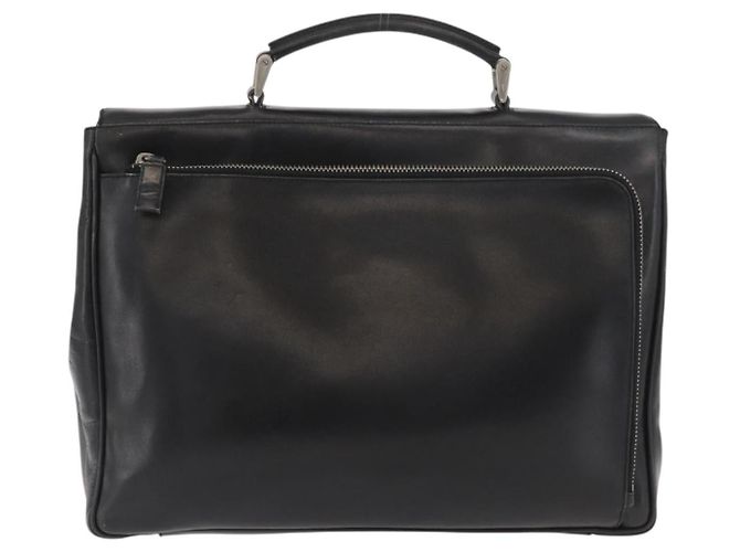 PRADA Business Bag Leather Black Silver - vista 2