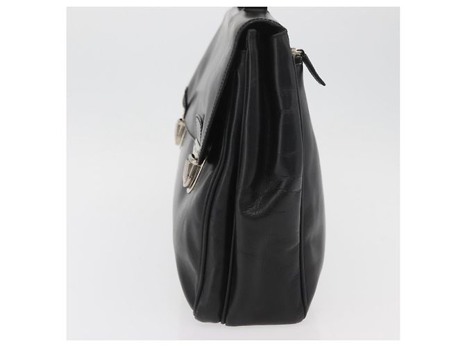 PRADA Business Bag Leather Black Silver - vista 3