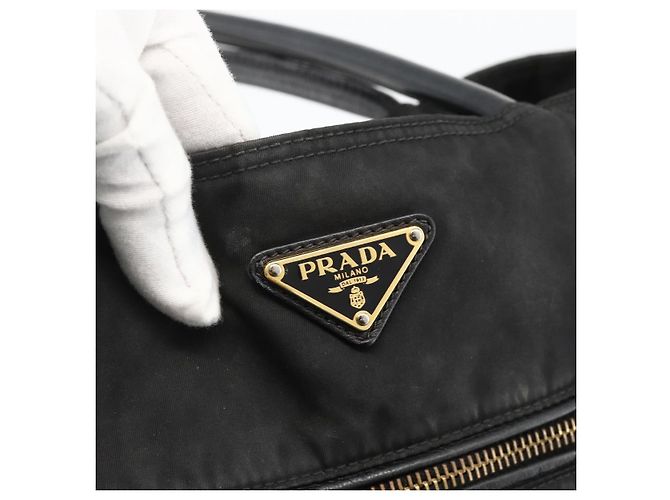 PRADA Tote Bag Nylon Black Gold - vista 10