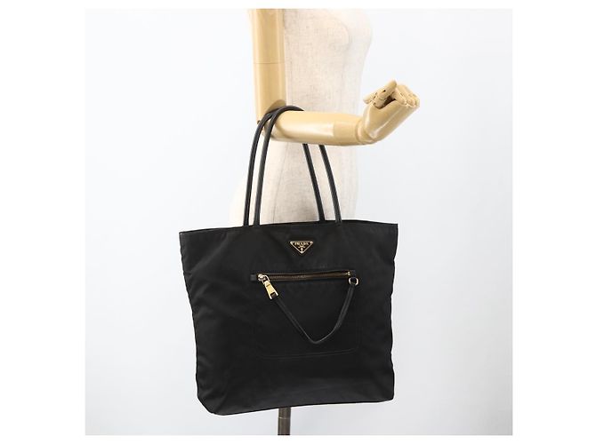 PRADA Tote Bag Nylon Black Gold - vista 27