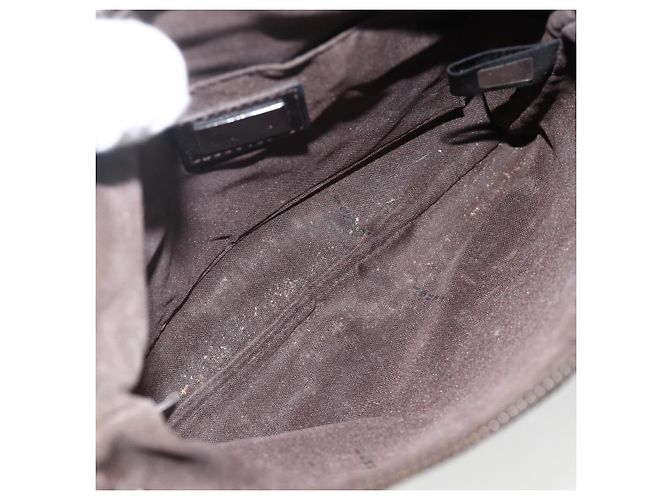 FENDI Zucchino Canvas Shoulder Bag Brown Silver - vista 11