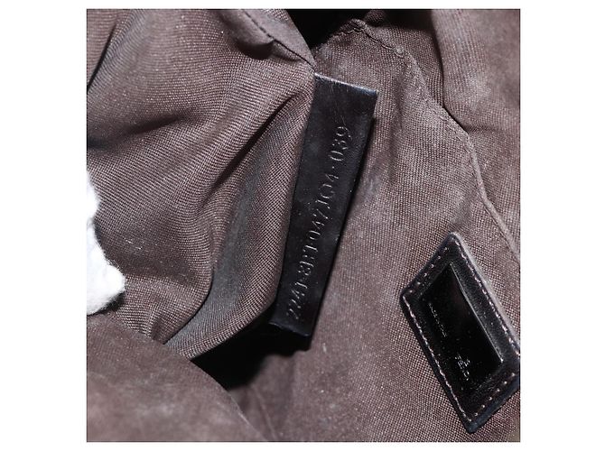 FENDI Zucchino Canvas Shoulder Bag Brown Silver - vista 12
