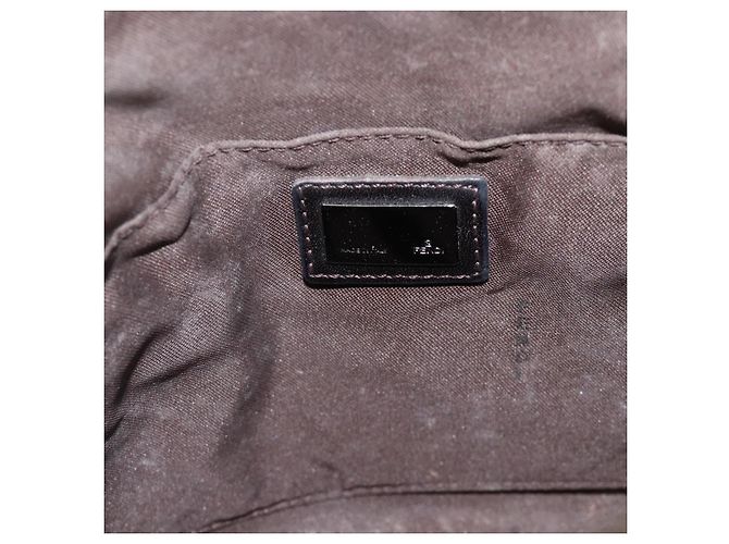 FENDI Zucchino Canvas Shoulder Bag Brown Silver - vista 18