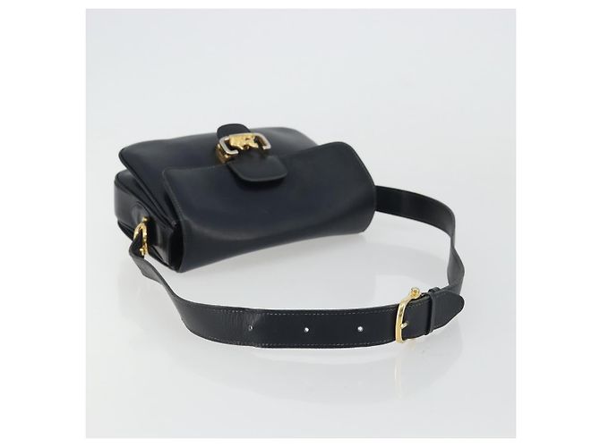 Céline CELINE Horse Carriage Shoulder Bag Leather Navy Gold - vista 7