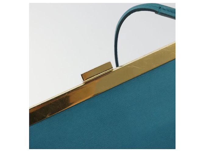 Céline CELINE Mini Clasp Shoulder Bag Leather Blue Gold - vista 15