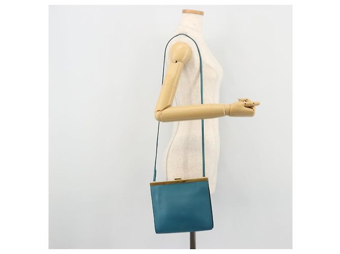 Céline CELINE Mini Clasp Shoulder Bag Leather Blue Gold - vista 21