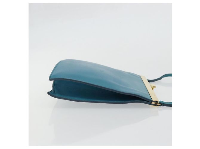 Céline CELINE Mini Clasp Shoulder Bag Leather Blue Gold - vista 4