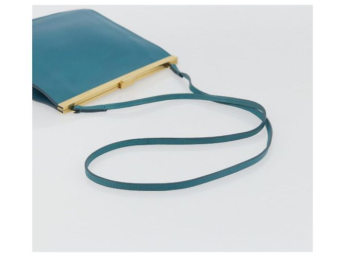Céline CELINE Mini Clasp Shoulder Bag Leather Blue Gold - vista 7