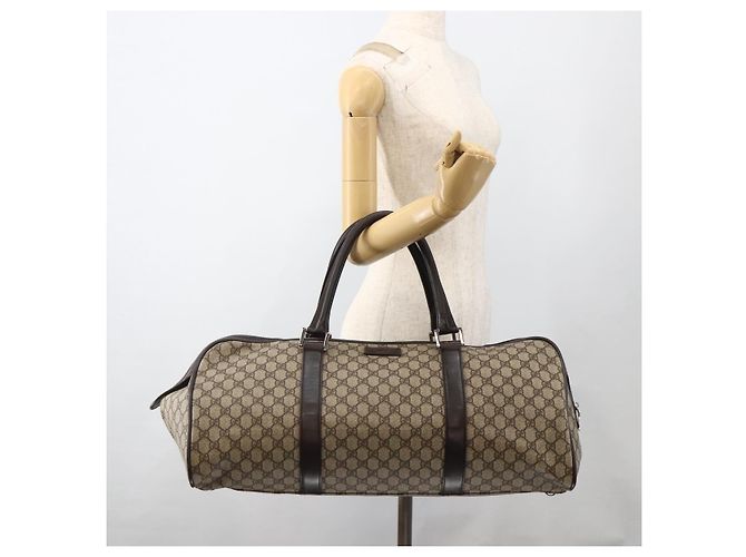 GUCCI GG Supreme Boston Bag PVC Brown Silver 108793 - vista 22