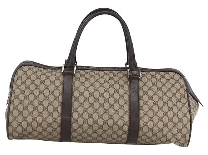 GUCCI GG Supreme Boston Bag PVC Brown Silver 108793 - vista 3