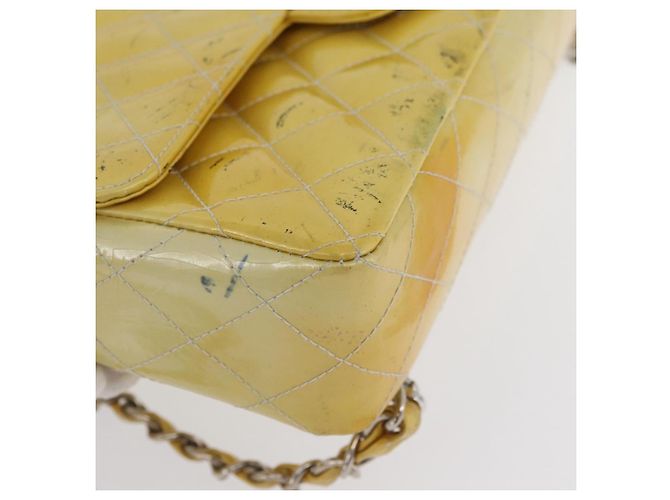 CHANEL Matelasse Backpack Patent leather Yellow Silver CC - vista 11