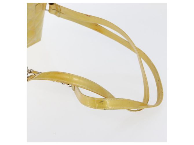 CHANEL Matelasse Backpack Patent leather Yellow Silver CC - vista 8