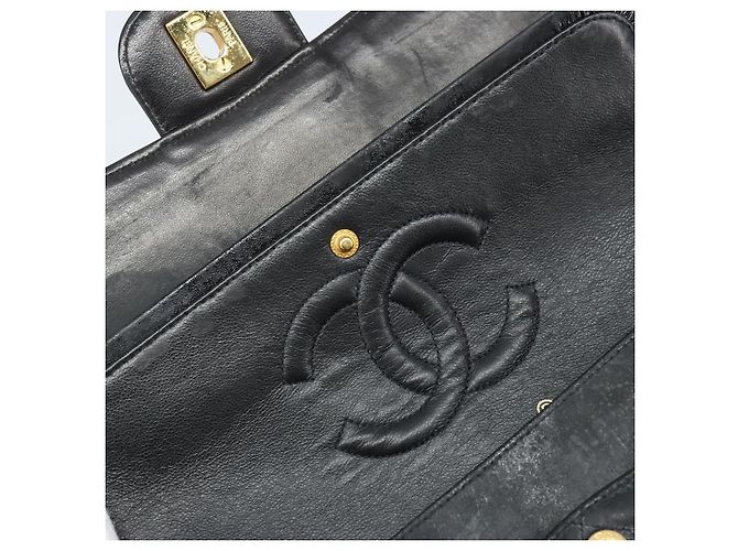 CHANEL Matelasse Chain Shoulder Bag Leather Black Gold CC - vista 19