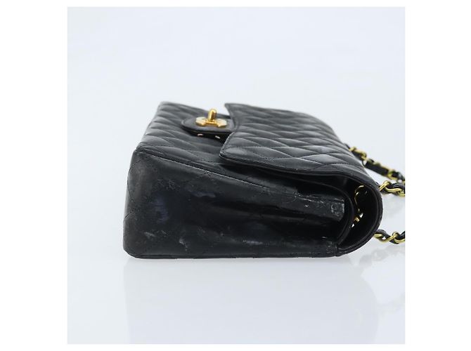 CHANEL Matelasse Chain Shoulder Bag Leather Black Gold CC - vista 4