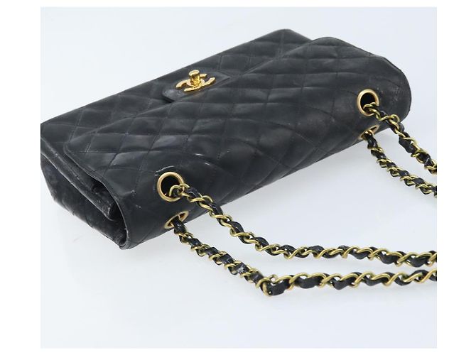 CHANEL Matelasse Chain Shoulder Bag Leather Black Gold CC - vista 6