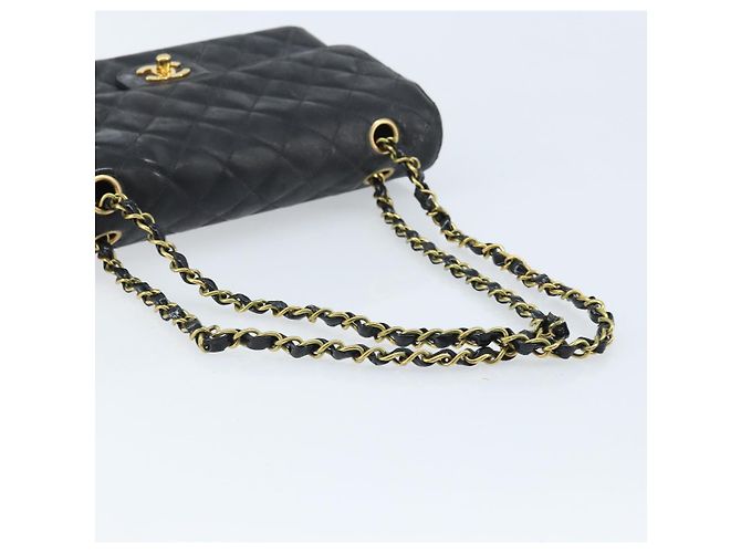 CHANEL Matelasse Chain Shoulder Bag Leather Black Gold CC - vista 7