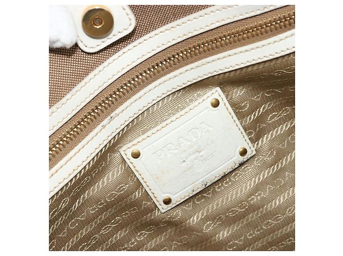 PRADA Tote Bag Canvas Beige Gold - vista 17