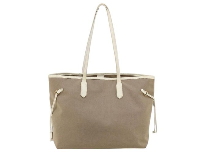 PRADA Tote Bag Canvas Beige Gold - vista 3