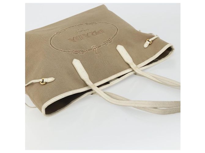 PRADA Tote Bag Canvas Beige Gold - vista 6