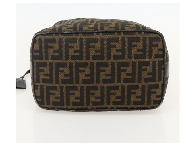 FENDI Zucca Canvas Vanity Hand Bag Brown Black - vista 10