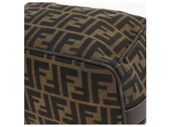 FENDI Zucca Canvas Vanity Hand Bag Brown Black - vista 11