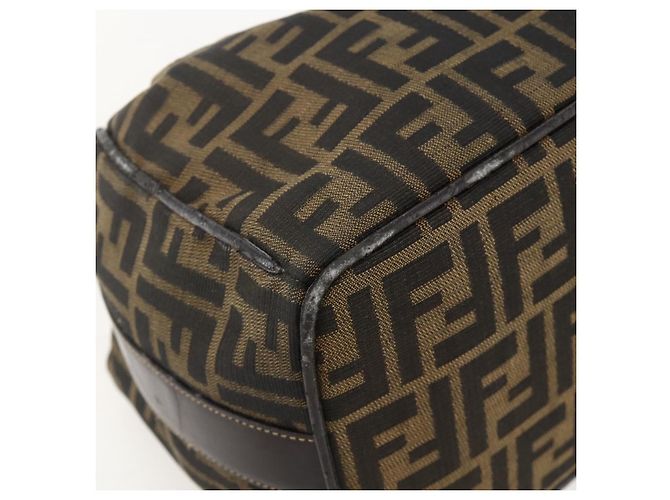 FENDI Zucca Canvas Vanity Hand Bag Brown Black - vista 12
