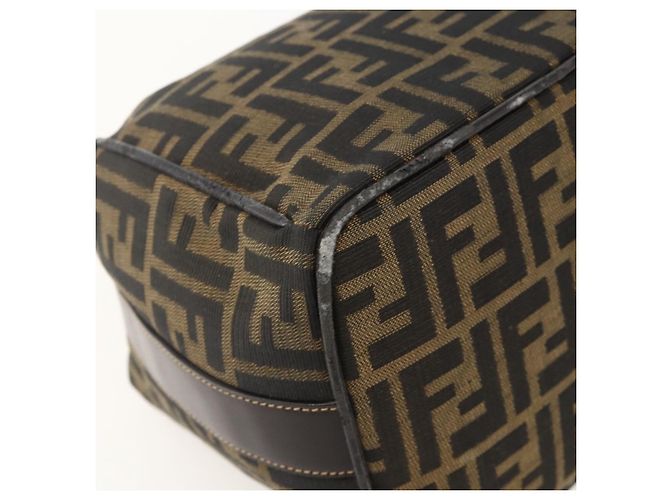 FENDI Zucca Canvas Vanity Hand Bag Brown Black - vista 14